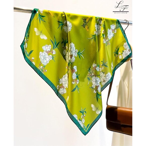 Satin Bandanas Head A10 Green Scarf Women Lightweight Silk Hair Wrap Sleep Scarf - Picture 4 of 6